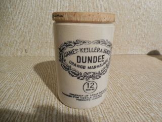Antique James Keiller & Son Dundee Marmalade Stoneware Crock Jar W/ Lid