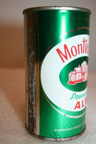 Monticello Premium Ale 12 oz.  SS pull tab beer can from Norfolk,  Virginia 6