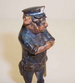 Vintage Cold Painted Bronze Mastiff/bulldog Patrol Officer Policeman Miniature