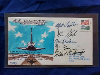 Us Cover 1989 Ss Discovery Shuttle Hand Painted Cachet Cover Autographed By Crew