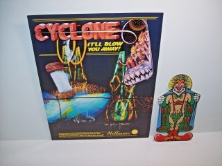 Williams Cyclone 1988 Pinball Machine Promo Sales Flyer,  Plastic Clown