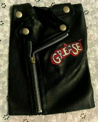 Vintage " Grease T - Birds " Black Leather Jacket Type Coozie Beer Coozy Cover Movie