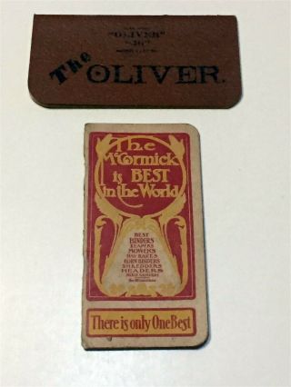 Vintage Oliver Chilled Plow & 1901 Mccormick Harvesting Machines Note Pads