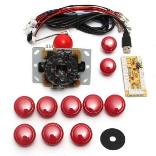 Diy Arcade Joystick Handle Set Kits 5 Pin 24mm / 30mm Push Buttons Spare Parts U