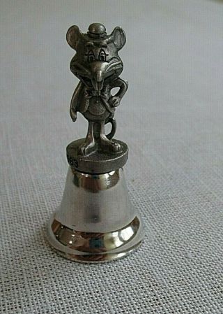 Vtg 1983 Chuck E Cheese Pizza Time Theater Inc Mouse Miniature Pewter Bell 2 "