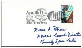 Space Autographs: Signed Cover Rocco Petrone Apollo 11 Launch Director Ksc