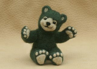 Teddy Bear Needle Felted Mini 3 Inch Plush Forest One Of A Kind Bear Artist Dal