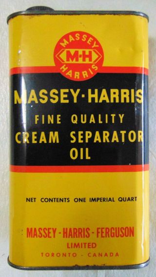 Vintage Massey - Harris One Imperial Quart Fine Quality Cream Separator Oil Tin.