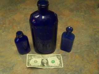 Vintage Cobalt Blue Glass Bottle merrell ' s Milk Of Magnesia Usa 2