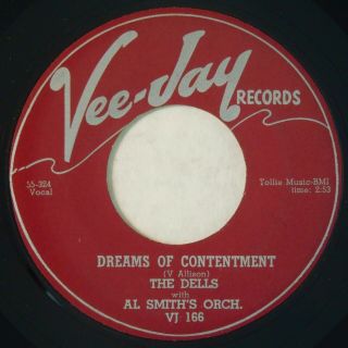 Vee Jay 166 Dells Orig Rare R&b 45 Minus Dreams Of Contentment