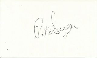 Pete Seeger Folk Legend Hand Signed Autographed Card D.  2014