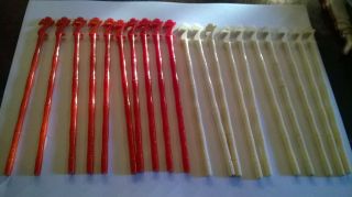 20 Vintage Seagrams 7 Seven Crown Whiskey Plastic Bamboo Swizzle Sticks Red Whit