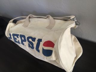 Vintage Pepsi Cola Duffel Bag Off White Canvas Advertising Sturdy (77)