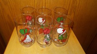 Set Of 4 Holly Hobbie Christmas Glasses Coca - Cola Limited Edition