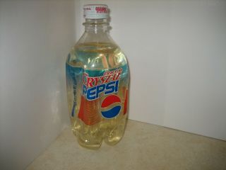 Vtg 16 Oz Crystal Pepsi Plastic Bottle Metal Cap Cranston R I Soda Pop