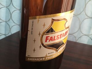 Vintage 1960s Falstaff Quart Beer Bottle Brown Glass Breweriana Bar Pub Man Cave 2