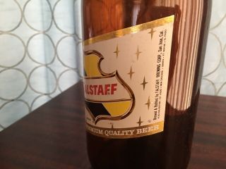 Vintage 1960s Falstaff Quart Beer Bottle Brown Glass Breweriana Bar Pub Man Cave 3