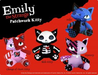 Emily The Strange Patchwork Miles Kitty Plush -