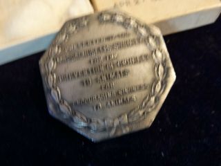 Vintage 1934 M.  S.  P.  C.  A.  enameled octagon shape medallion cammall badge co w/box 3
