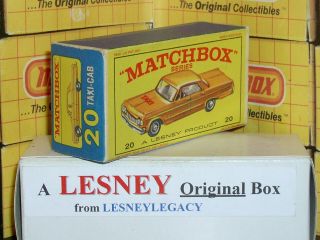 Matchbox Lesney 20c Chevrolet Impala Taxi Cab Type E4 Empty Box Only