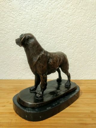 Golden Retriever Dog Statue,  Cast Brass/Bronze on Marble Base.  Marked 