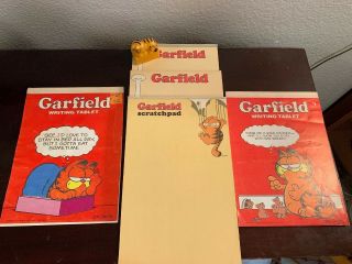 Vintage Garfield Paper Memo Pads Stationery Set Pencil Sharpener 1978 Jim Davis