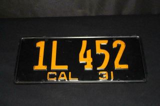1931 31 Ca Cal California License Plate 1l 452