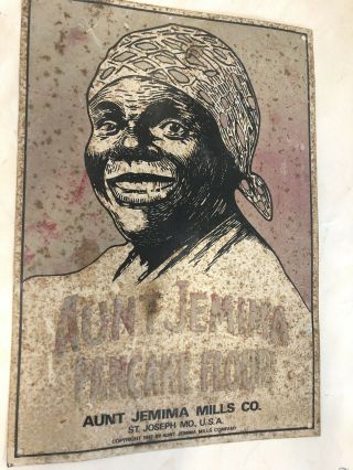 Vintage Aunt Jemima Pancake Flour Advertising Embossed Tin Sign Black Americana
