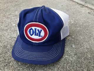 Vintage Olympia Beer Oly Snapback Truckers Hat K Brand Usa Oly Patch Rare