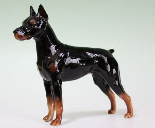 Doberman Standing Dog Porcelain Figurine 7.  5 " Long Smaller Version Japan