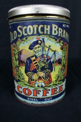 Old Scotch Bagpipe Young Griffin York Ny 1 Pound Lb Tin Litho Coffee Can