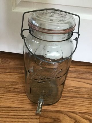 Vintage 2 Gallon Ball Ideal Mason Jar Drink Dispenser With Lid And Drink Spout