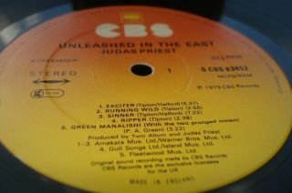 Judas Priest Unleashed In The East 1ST PRESS A1/B1,  7 