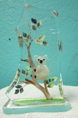 Plastic Clear Painted Sculpture Engraved 3d Koala On Tree
