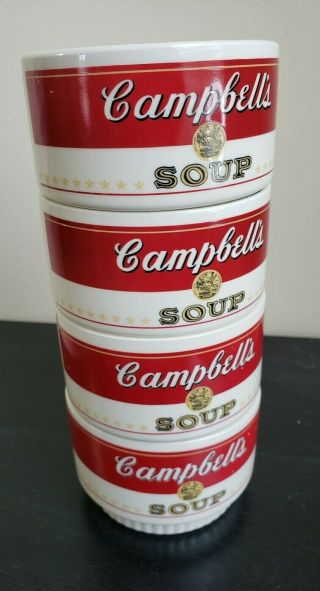 Set Of 4 Campbell ' s Soup Bowl Cups Vintage Rare USA Stackable 2