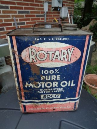 Vintage Rotary Motor Oil Can 2 Gallons Empty
