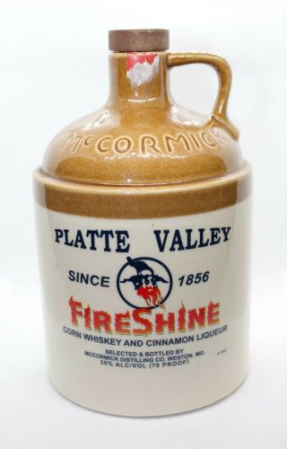 Mccormick Platte Valley Fireshine Corn Whiskey Cinnamon Stoneware Jug Crock