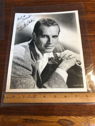 Rare Vintage Autograph Signed Photo Charleston Heston Actor