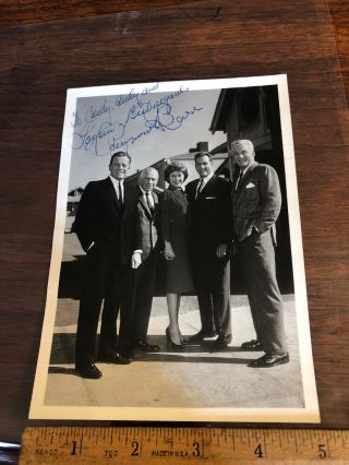Rare Vintage Autograph Signed Photo Raymond Burr W/ Perry Mason Cast June 1 1963