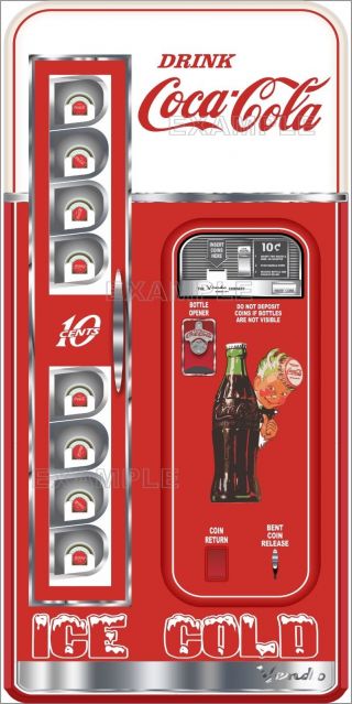 Coca Cola Machine Printed Adhesive Vinyl Decal Refrigerator Convert 30 " X 60 "