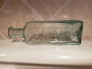 Early Open Pontil E T Miller York County Pa Whittled Medicine Bottle 4.  5 Inch