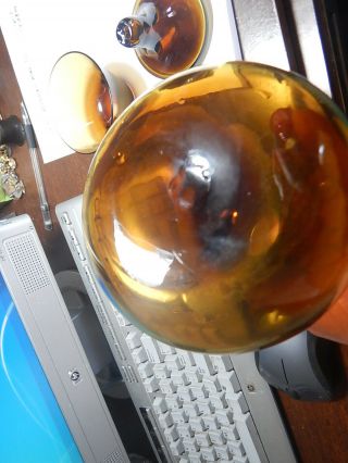 Mid century Empoli Italian glass bottle decanter W/ stopper amber & glass retro 4