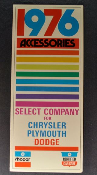 1976 Chrysler Plymouth Dodge Accessories Brochure Volare Duster Dart Cordoba 76
