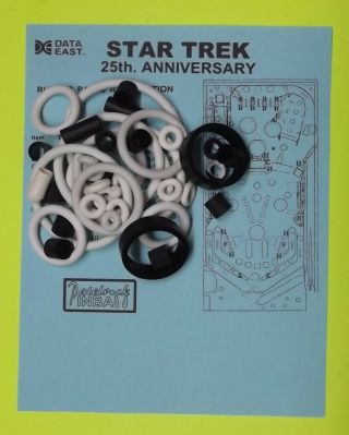 1991 Data East Star Trek 25th Aniversary Pinball Rubber Ring Kit