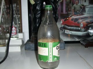 Vintage - 1940 ' s Quaker State Glass Motor Oil Bottle w/Paper Label 2