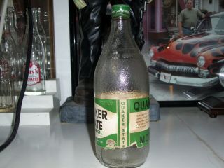 Vintage - 1940 ' s Quaker State Glass Motor Oil Bottle w/Paper Label 4