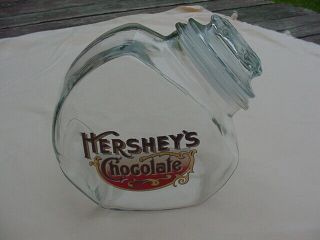 Vtg Clear Glass Canister Hershey 