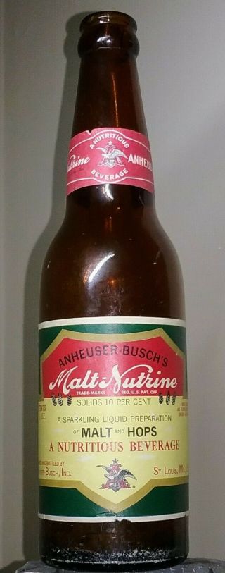 Malt Nutrine Beer Bottle Anheuser Busch Inc.  St.  Louis Mo.  Budweiser Non - Taxable