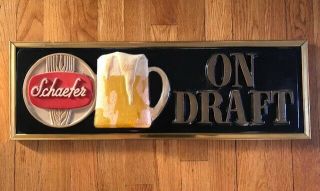 Vintage Schaefer Beer Bar Wall Sign - 3d - 24 " X 8 "
