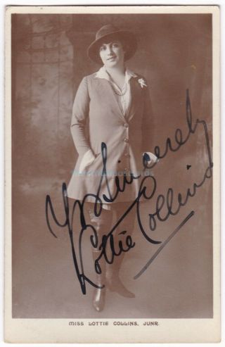 Music Hall,  Variety Entertainer Lottie Collins Junior.  Signed Postcard